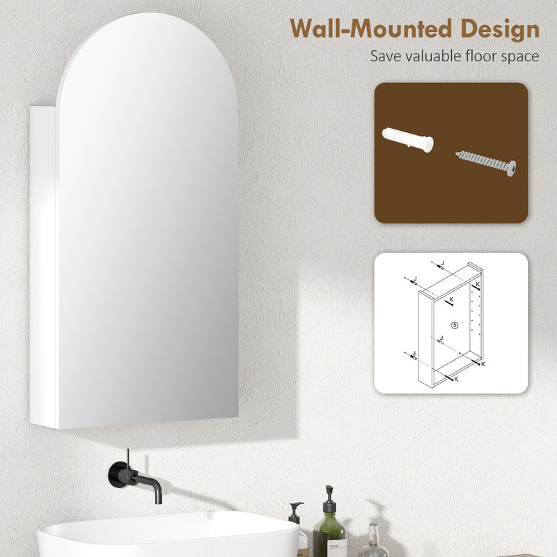 Arched mirror cabinet with glass shelves in white – image 6