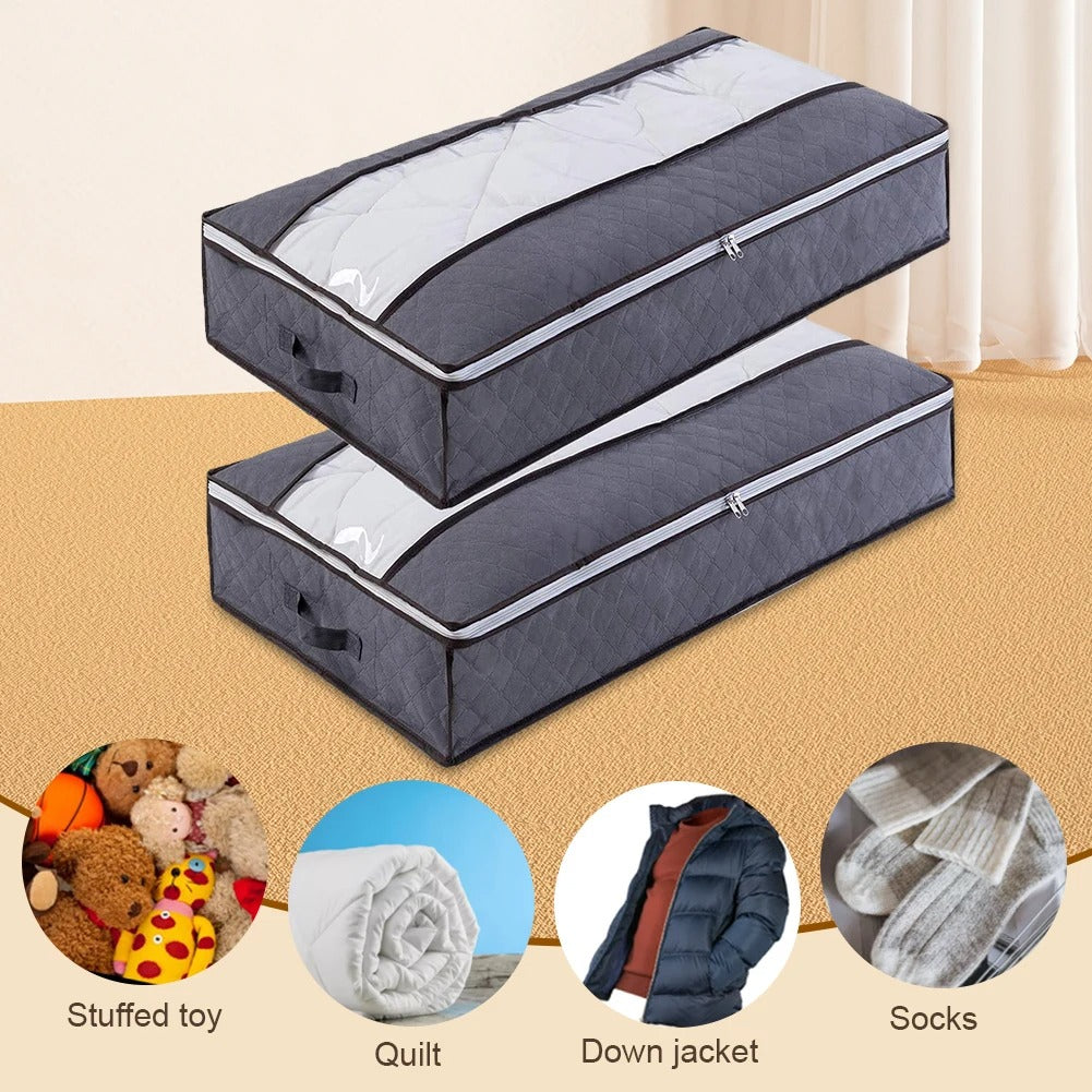 2-Pack Large Underbed Storage Organizers with Viewing Window