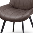 Close-up of the stitched seat and black legs