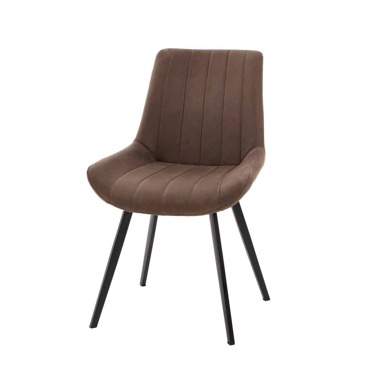 Malmo coffee brown faux leather dining chair, three-quarter view