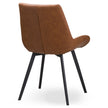 Malmo Tan Faux Leather Dining Chair with Black Legs, rear view showing the curved back and black legs