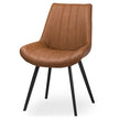 Malmo Tan Faux Leather Dining Chair with Black Legs, tan faux leather dining chair, front three-quarter view