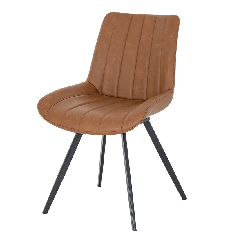 Malmo tan swivel dining chair, three-quarter view