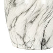 Close-up of the white and grey marble-effect glaze