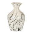 Marble effect ceramic bottle vase in white and grey, front view