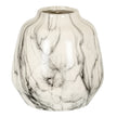 Rounded marble effect ceramic vase in white and grey