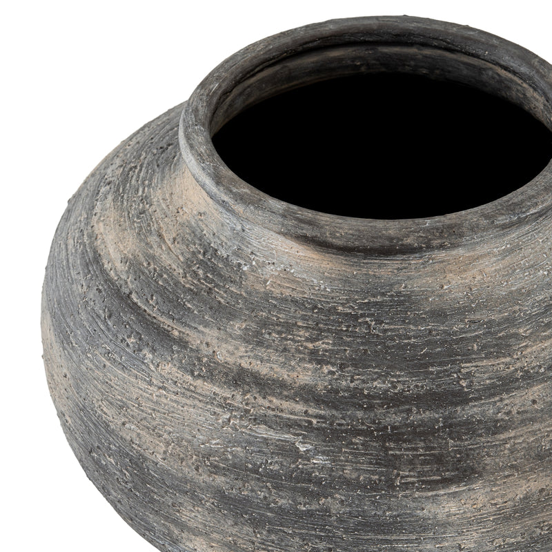 Looking into the rolled neck of the Marra squat vase