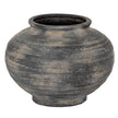 Marra wide squat charcoal grey ceramic vase, front view