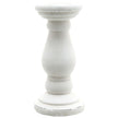 Matt white ceramic column candle holder, front view