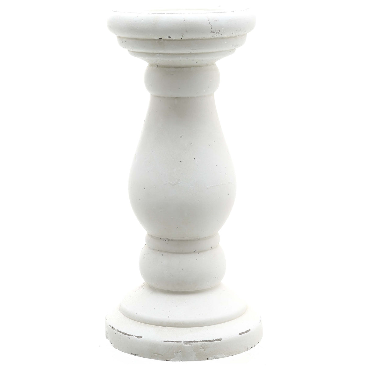 Matt white ceramic column candle holder, front view