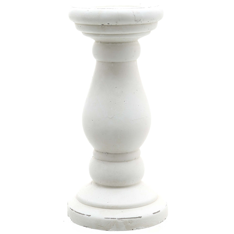 Matt white ceramic column candle holder, front view