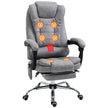 Grey microfibre heated massage executive office chair with armrests, reclining back and footrest