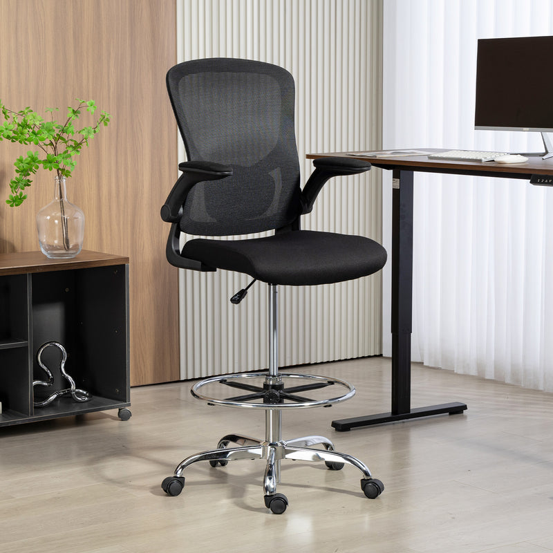 HOMCOM Draughtsman Chair, with Adjustable Lumbar - Black – view 9