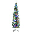 6ft slim pre-lit pencil Christmas tree glowing with multi-colour LED lights