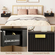 HOMCOM Modern Floating Nightstands Set of 2, Wall Mounted Bedside Tables with Wave Drawer Black – view 8