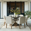 Stone apple on a round dining table in a bright room