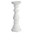 Medium stone candlestick holder in weathered white