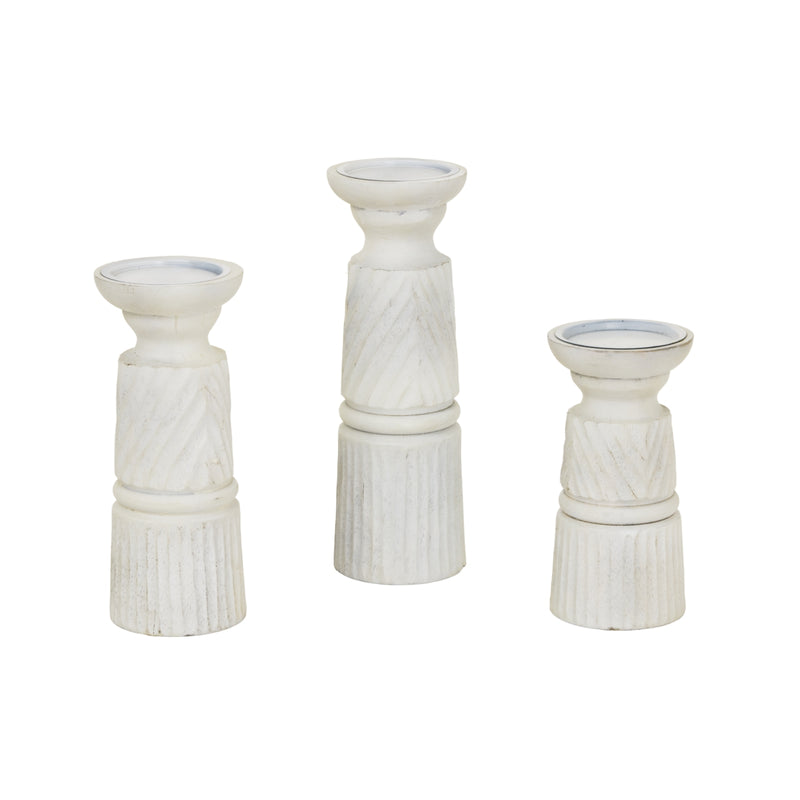 Medium carved candle holder shown with other sizes, sold separately