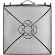 Antique pewter mesh fireguard with clover detail, front view