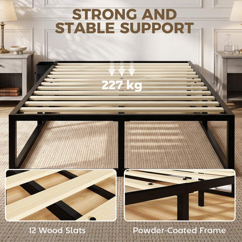 Single metal bed with wood slats – image 5