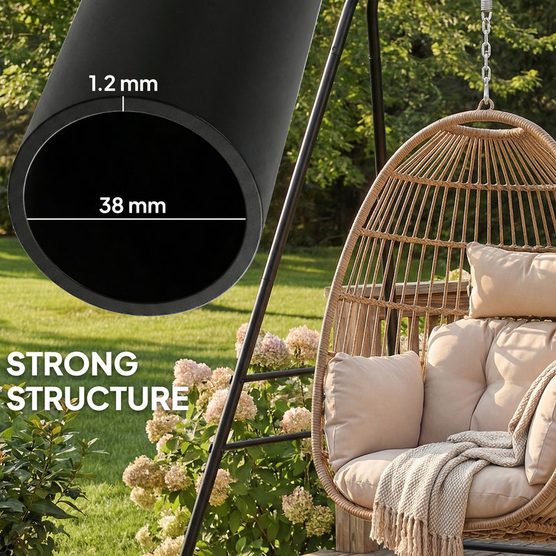 Outsunny Hammock Chair Stand Only, 150KG Load Capacity, for Indoor Outdoor, Black – view 5