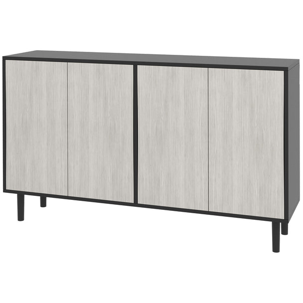 Black 121 cm four-door handle-free sideboard on pine wood legs