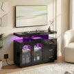 HOMCOM High Gloss Sideboard with LED Lights, Built-in Power Outlets, 3 Drawers, Shelves and 2 Acrylic Doors, Black – view 8
