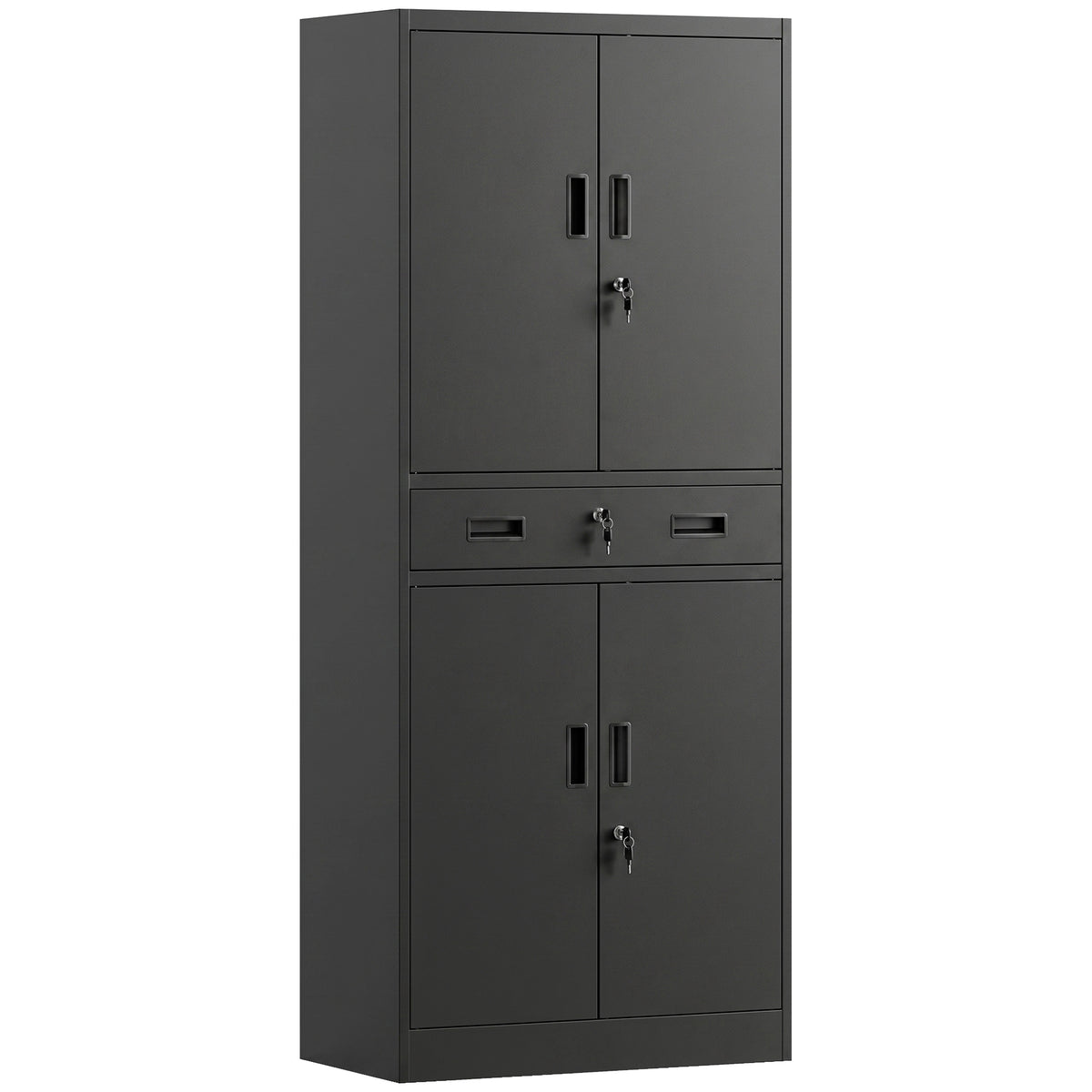 180cm Lockable Steel Tool Cabinet with Drawer & Adjustable Shelves – Black – image 1 of 9