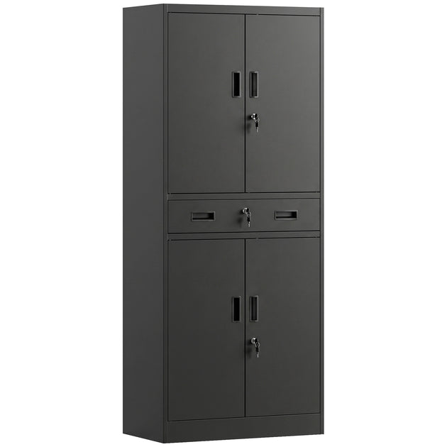 180cm Lockable Steel Tool Cabinet with Drawer & Adjustable Shelves – Black – image 1 of 9