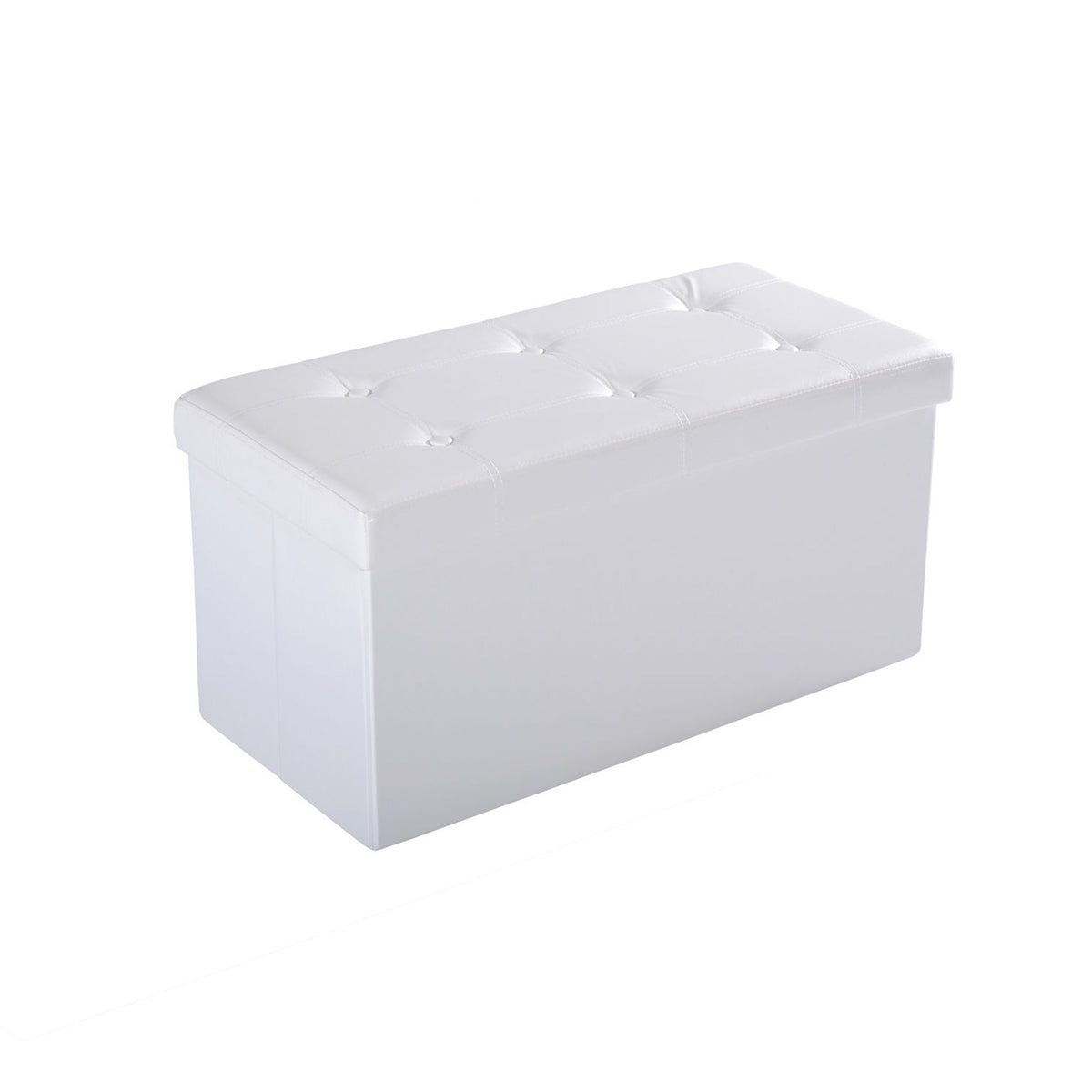 76 cm Foldable Faux Leather Storage Ottoman Bench – Cream