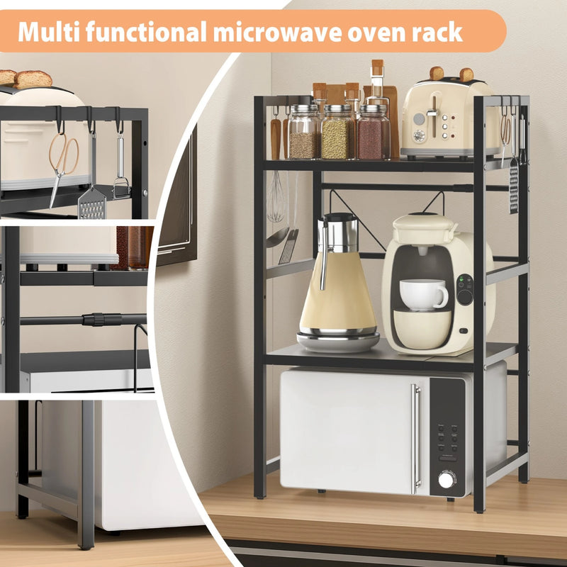 3 tier microwave rack with kitchen storage