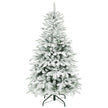 5ft flocked Christmas tree with snow-kissed moulded branches on a metal stand