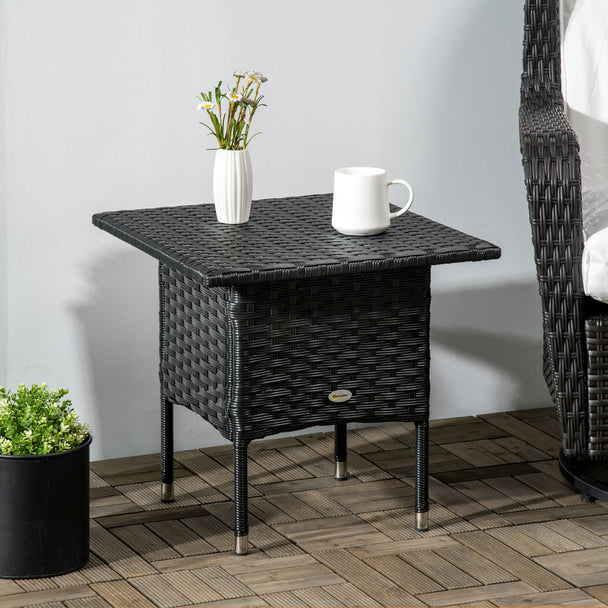 Black square rattan side table – image 2