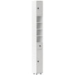 Slim light grey 180 cm bathroom cabinet with drawer, two cupboards and open shelves