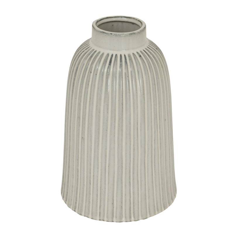 Monte large fluted ceramic bell vase, front view