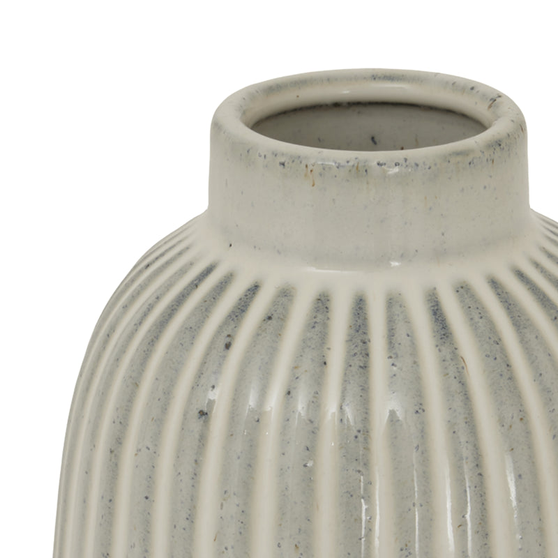 Close-up of the neck and speckled glaze