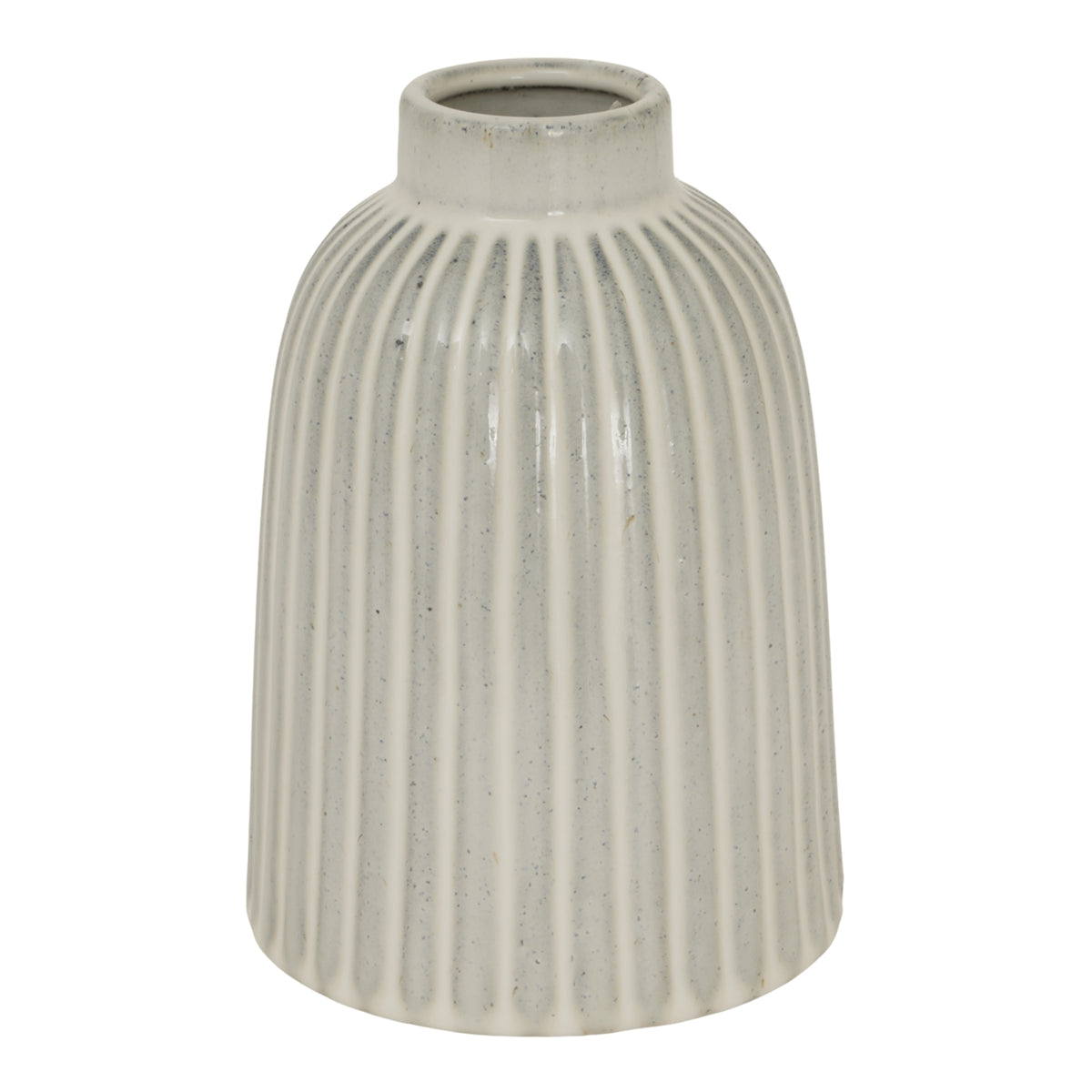 Monte ribbed off-white ceramic bell vase, front view