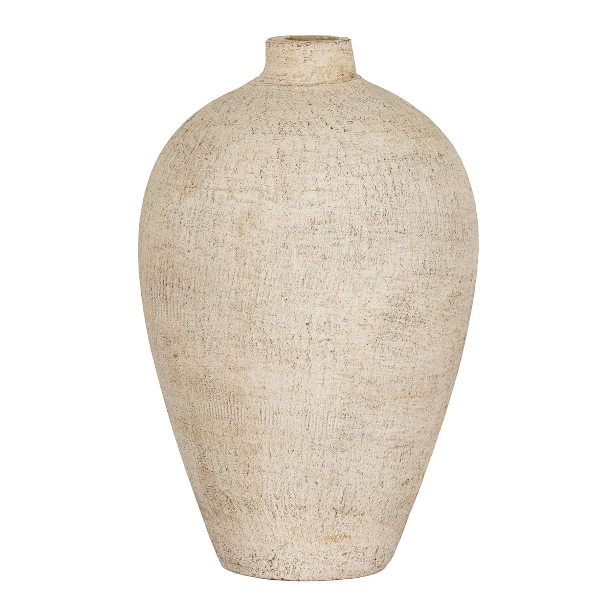 Morrow cream textured ceramic vase, front view