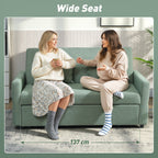 Three-Way 2 Seater Sofa Bed with Three-position back and Two Soft Pillows - Green
