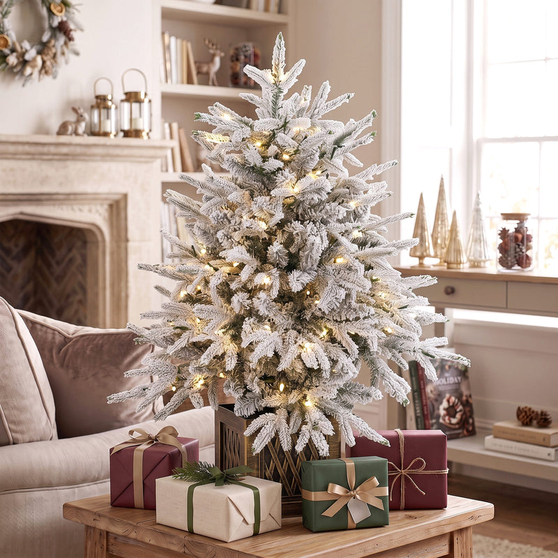 90 cm pre-lit flocked tabletop tree – image 8