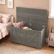 HOMCOM 100L Home Storage Box, with Safety Hinge - Dark Grey Wood-Effect – view 8