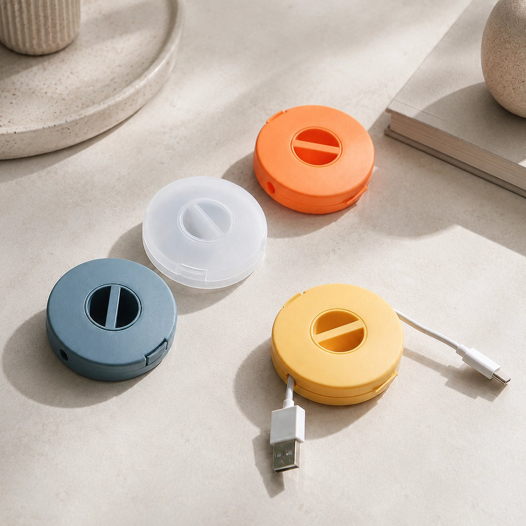 Portable Cable Storage Box for Travel and Office Use