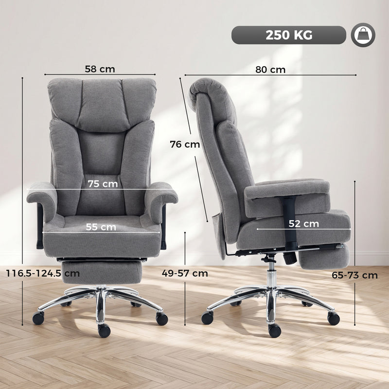 HOMCOM Big and Tall Office Chair, 250 kg Heavy Duty Executive Desk Chair with Adjustable Armrests and High Back, Dark – view 3