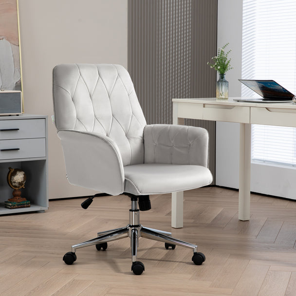 Button-tufted velvet office chair – image 2