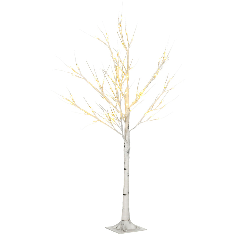 4ft Pre-Lit White Birch Tree on display