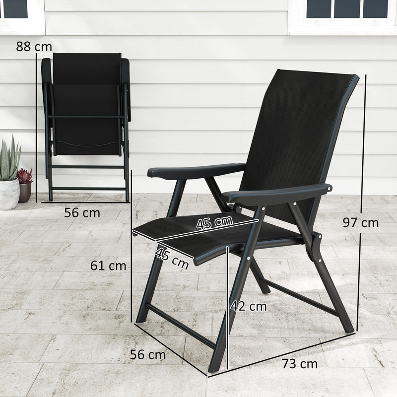 Folding mesh garden chairs, black – image 3