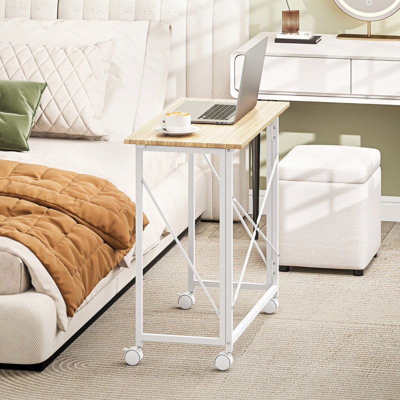 HOMCOM 80 cm Folding Desk on Wheels - Natural Tone – view 7