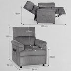 Corduroy Electric Massage Recliner - Grey