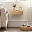 Rattan-drawer floating bedside tables in oak – image 9