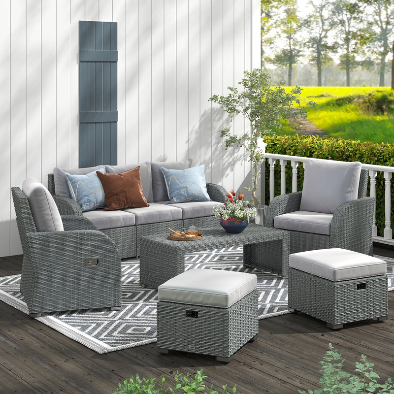 6-piece rattan sofa set with recliners – image 2